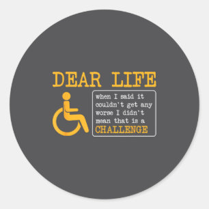 Grappige sarcastische rolstoel grap, rolstoel cita ronde sticker