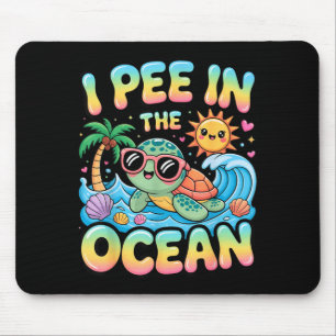 Grappige sarcastische strand kawaii schildpad kind muismat
