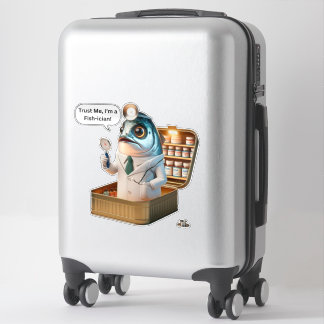 Grappige Sardine Dokter Vis-ician Cartoon Woordgra Sticker