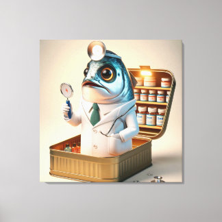 Grappige Sardine Dokter Vis-ician Grappige Quote Canvas Afdruk