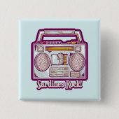 Grappige sardines tin stereo vierkante button 5,1 cm (Voorkant)