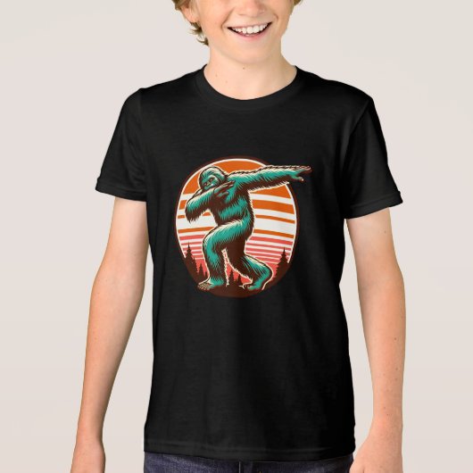 Grappige Sasquatch Bigfoot Dabbing gepersonaliseer Tri-Blend Shirt (Voorkant)