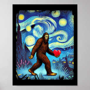 Grappige Sasquatch Bigfoot Hart Valentijnsdag Boys Poster