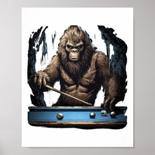Grappige Sasquatch Bigfoot spelen biljart Poster