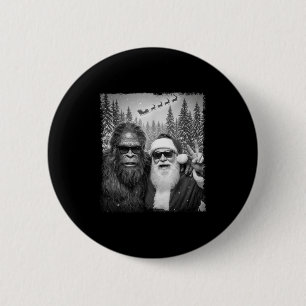 Grappige Sasquatch Meme Cool Selfie Met Sinterklaa Ronde Button 5,7 Cm