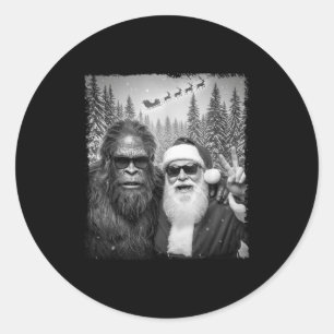 Grappige Sasquatch Meme Leuke Selfie Met Sinterkla Ronde Sticker