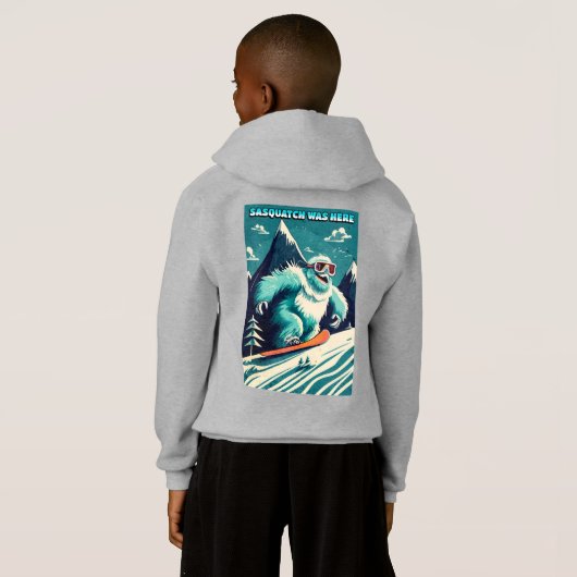 Grappige Sasquatch was hier Snowboarden Winter (Achterkant volledig)