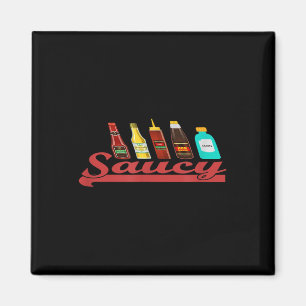 Grappige Sauce Saucy Ketchup Mosterd Mayo BBQ Hot Magneet