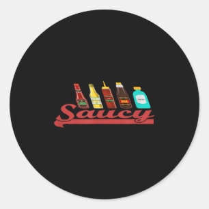 Grappige Sauce Saucy Ketchup Mosterd Mayo BBQ Hot Ronde Sticker