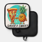 Grappige Saus en zoete Oven Mitt en Pothouders Pannenlap (Voorkant / Achterkant)