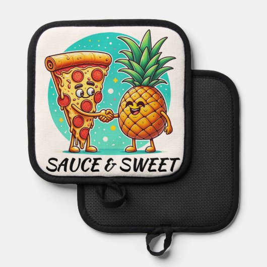 Grappige Saus en zoete Oven Mitt en Pothouders Pannenlap (Voorkant / Achterkant)