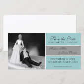 Grappige Save the Date-aankondigingen {Teal} Date (Voorkant / Achterkant)