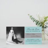 Grappige Save the Date-aankondigingen {Teal} Date (Staand voorkant)