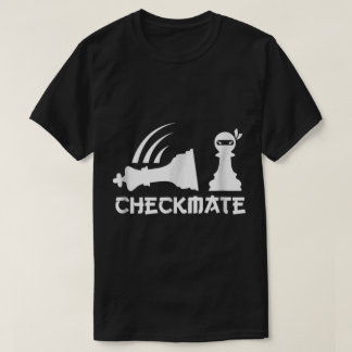 Grappige schaak kunst met ninja pion schaakmat t-shirt