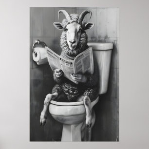 Grappige Schaap Badkamer Print, Krant Toilet Humor Poster