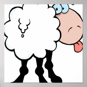 grappige schaap die van achteren tong poster