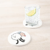 grappige schaap die van achteren tong zandsteen onderzetter (Zijkant)