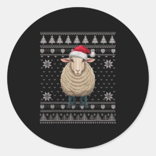 Grappige Schaap Lelijke Kersttrui Kerstman Pus Ronde Sticker