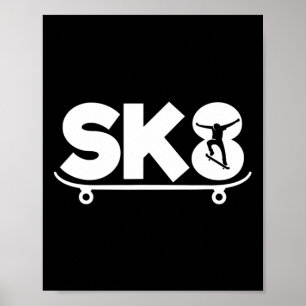 Grappige schaatser skateboarden poster