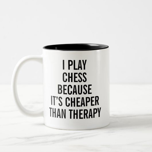Grappige Schaken Therapie Tweekleurige Koffiemok (Links)
