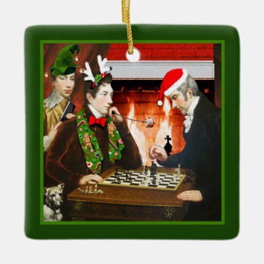 Grappige schaker keramisch ornament (Voorkant)