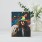 Grappige schapen en Jezus op een kleurfeestje Briefkaart (Staand voorkant)