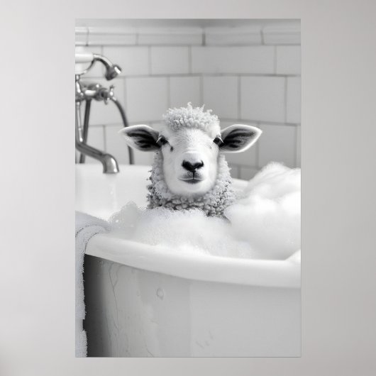 Grappige Schapen in Badkuip Print Grappige Badkame (Voorkant)