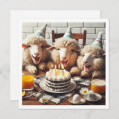 Grappige schapen verjaardag uitnodiging, feestbees kaart (Voorkant / Achterkant)