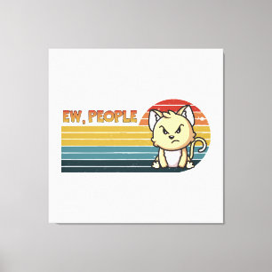Grappige Schattige Boze Kat Mensen Canvas Afdruk