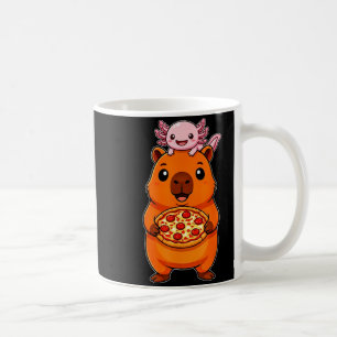 Grappige schattige capybara en axolotl pizza kawai koffiemok