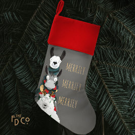 Grappige schattige dieren "Merrily Merrily" grijs Kerstsok