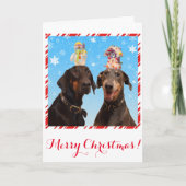 Grappige, schattige Doberman hond kerstkaart Feestdagen Kaart (Voorkant)