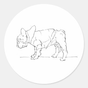 Grappige Schattige Franse Bulldog, Hond Humor Ronde Sticker