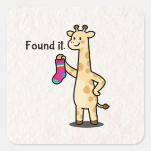 Grappige Schattige Giraffe Esthetisch  Vierkante Sticker