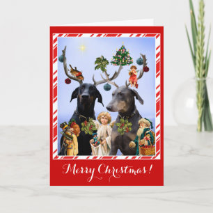 Grappige, schattige hond spoofkerstkaart feestdagen kaart