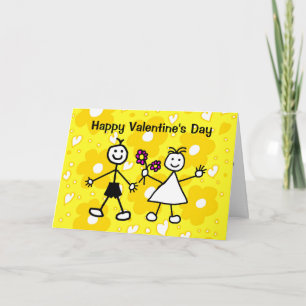 Grappige Schattige Jongen Meisje Valentijnsdag Kaart