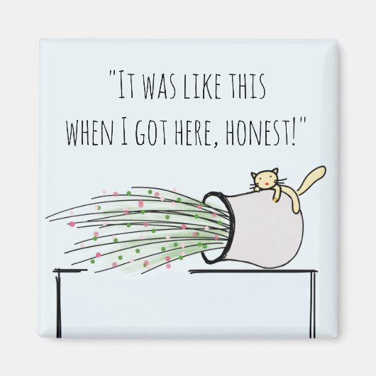 Grappige schattige kat kloppen dingen over magneet (Voorkant)