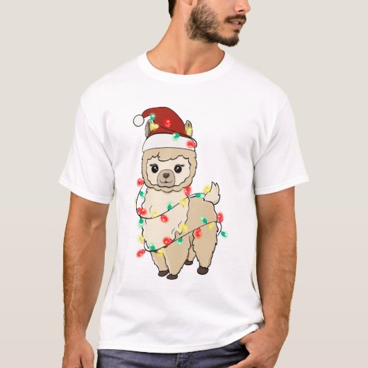 Grappige schattige kerst lama t-shirt (Voorkant)