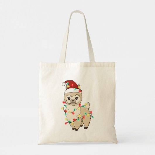 Grappige schattige kerst lama tote bag (Achterkant)