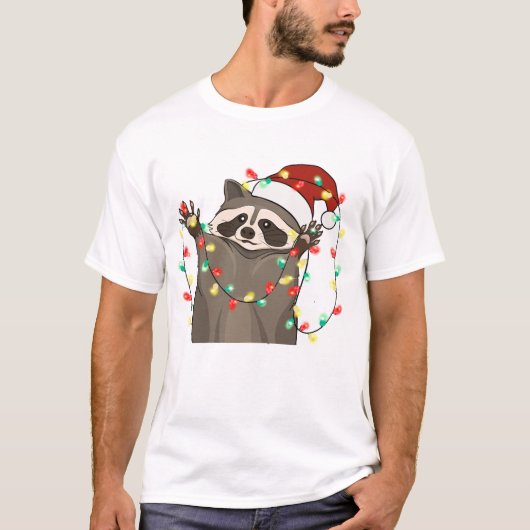 Grappige schattige kerst wasbeer t-shirt (Voorkant)