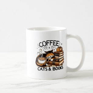 Grappige Schattige Koffie Katten Boeken Liefhebber Koffiemok