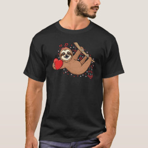 Grappige Schattige luie luiaard met hart liefde lu T-shirt