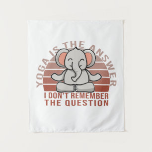 Grappige schattige olifant die yoga doet. Grappig Wandkleed