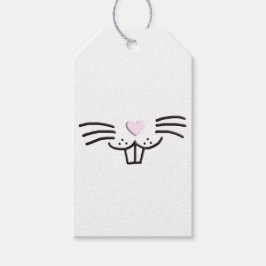 Grappige schattige paashaas konijn gezicht cartoon cadeaulabel