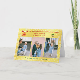 Grappige Schattige Pawsitieve Rudolph 3 Foto's Min Feestdagen Kaart