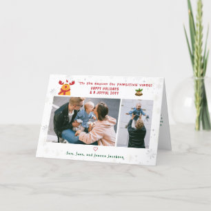 Grappige Schattige Rudolph 2 Foto's Minimalistisch Feestdagen Kaart