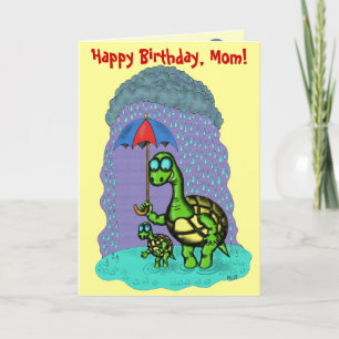 Grappige schattige schildpadden Happy Birthday, ma Kaart