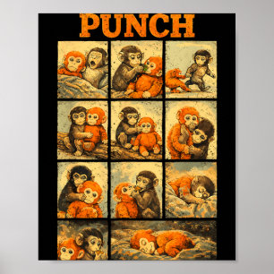 Grappige schattige stomp aap makaken meme japanse poster