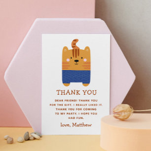 Grappige schattige tijger dier. Kinderen verjaarda Bedankkaart