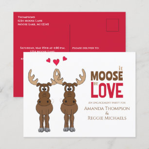 Grappige Schattige Verloving Feest Whimsical Eland Briefkaart